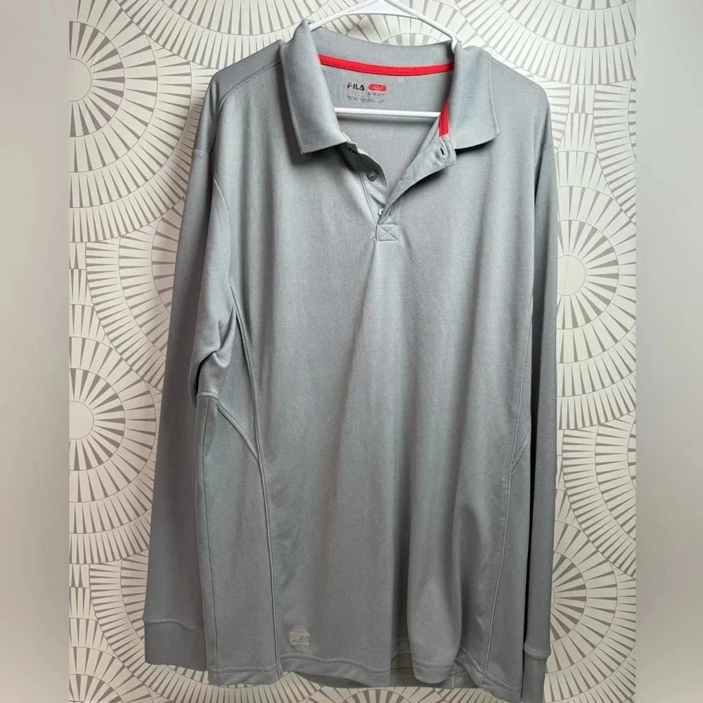 Fila Sport Men’s Long Sleeve Polo Golf Shirt XL Gray